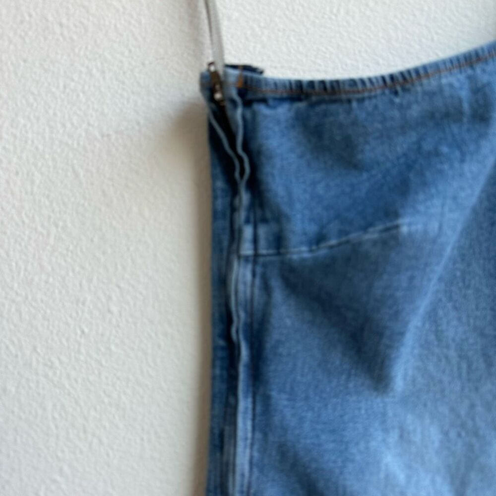 Vintage One Shoulder Denim Blue Ruffle Mini Dress Y2K 2000’s Size Small Made USA - Picture 4 of 7